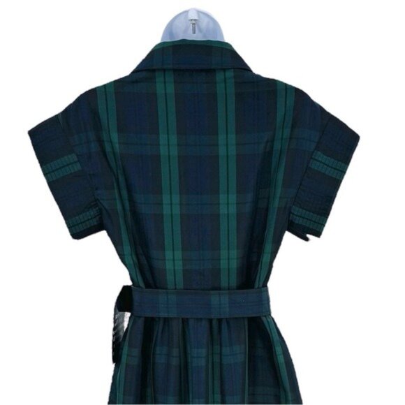 Tuckernuck NEW Blackwatch Chloe Plaid Navy Green Classic Midi Dress Size M - Picture 9 of 12
